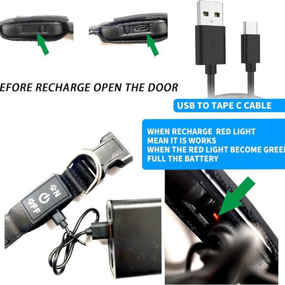 DOGLED Flashing LED Dog Collar Small Black 3D Cross Fits 11.8-15.7" Neck NEW - Picture 5 of 6